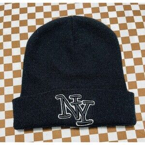 Unisex NY New York Skull Cap Cuff Beanie Winter Black